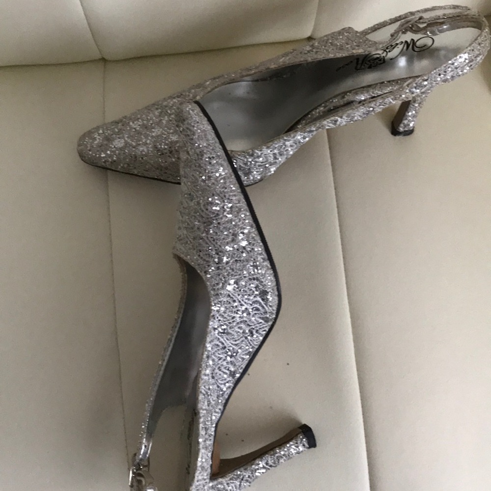 Gentle worn Silver glitter shoes